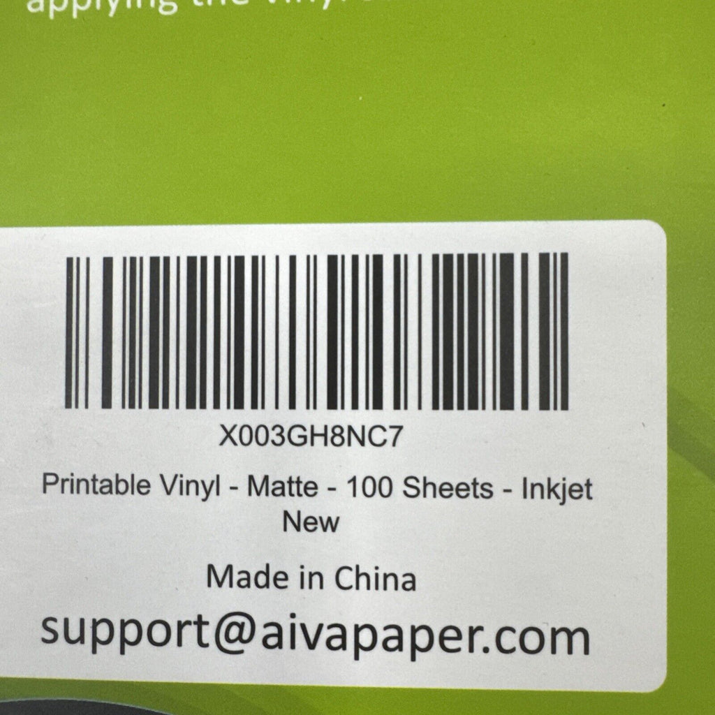 Printable Vinyl Sticker Paper for Inkjet, Matte White, 100 Self-Adhesive Sheets