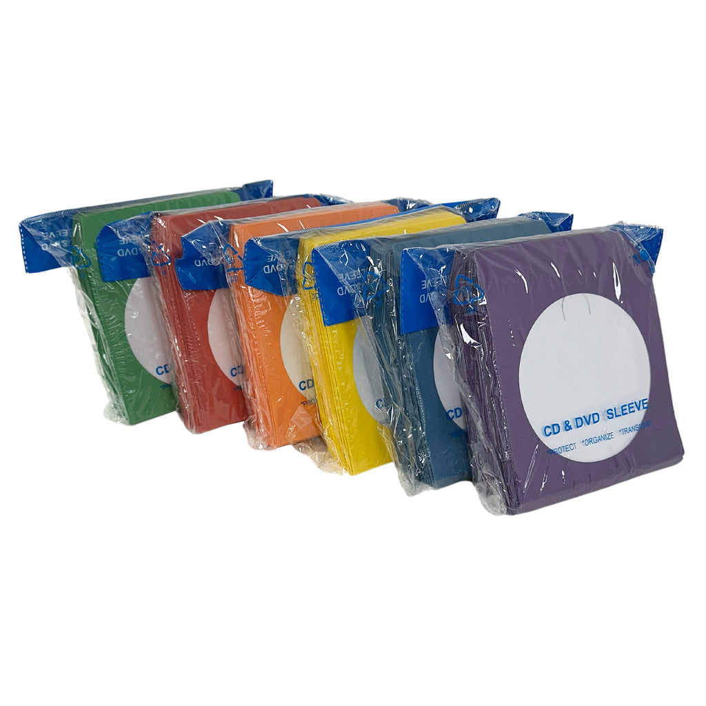 Assorted Color Paper CD Sleeves with Window & Flap